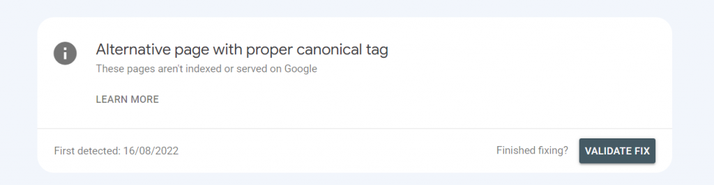 What Does “Alternate Page With Proper Canonical Tag” Mean?